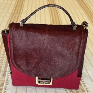 kate spade Red Plum Bordeaux Keran Miro Street Calfhair fur Leather Satchel